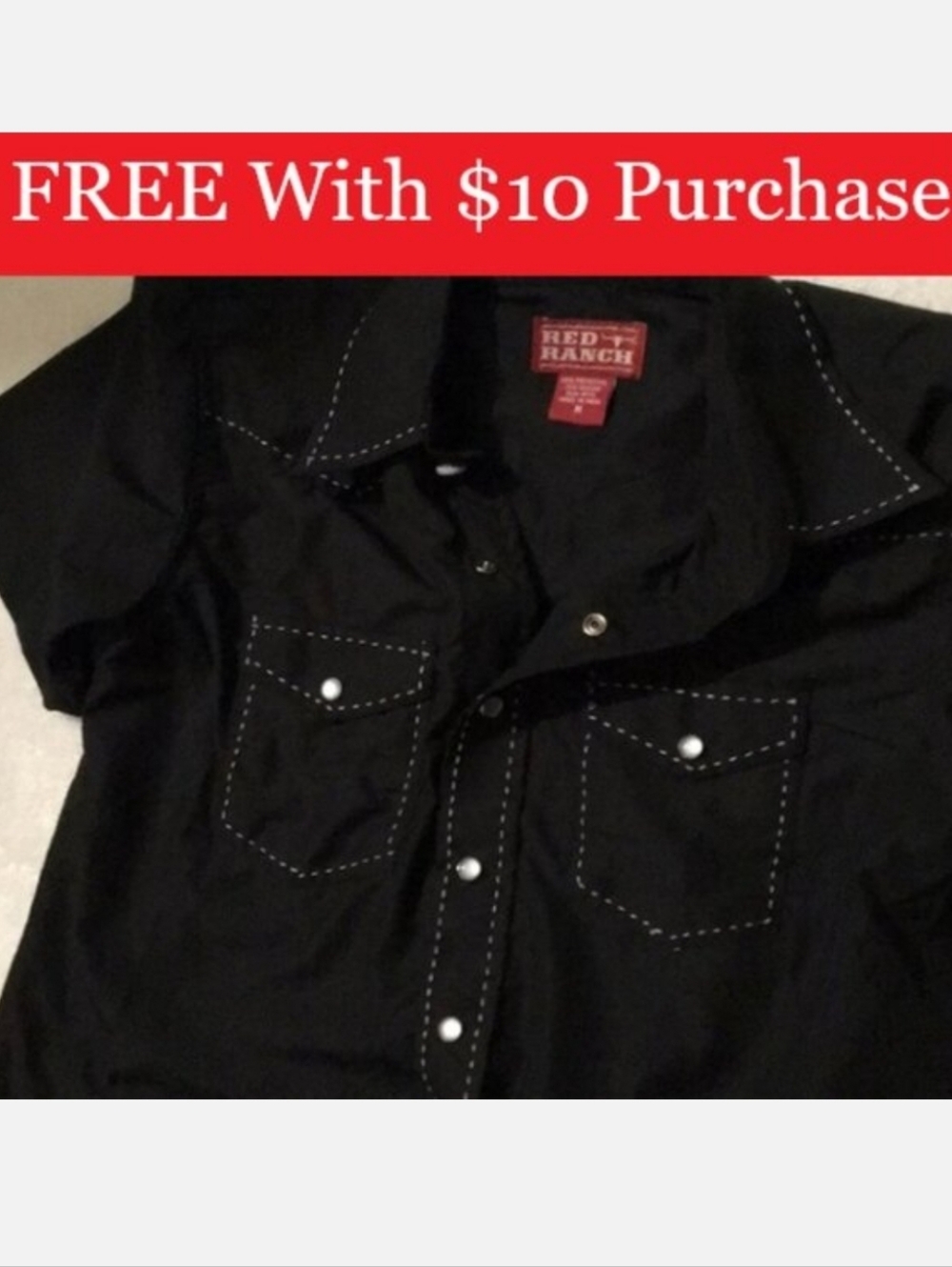 Western Rodeo Pearl Snaps Boy's Size Medium Shirt RED BANNER